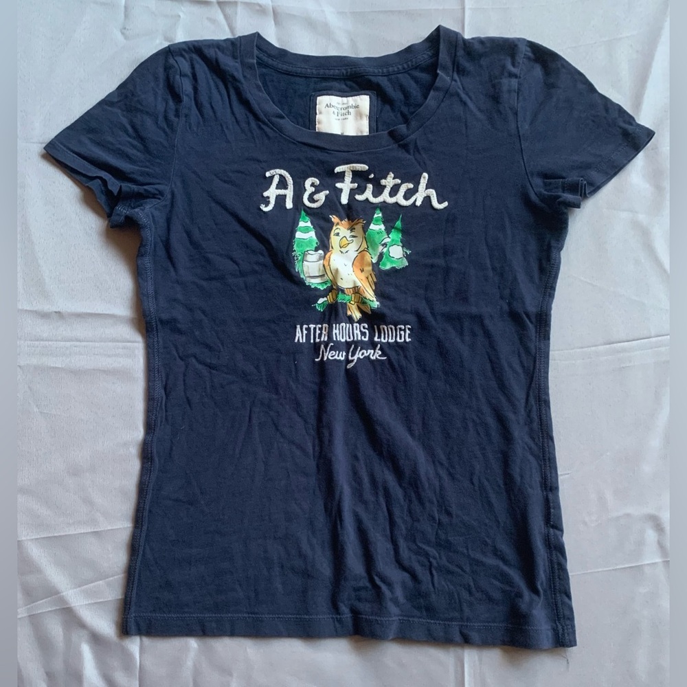 Abercrombie & Fitch Navy Kids Tee with Owl Graphic